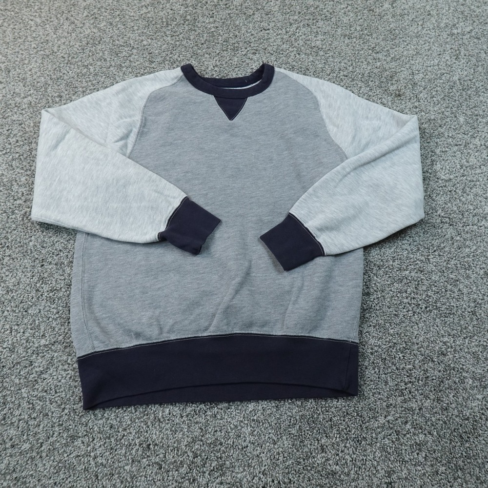J Crew Sweatshirt Mens S Gray Fleece Crewneck Colorblock Raglan Pullover Sweater